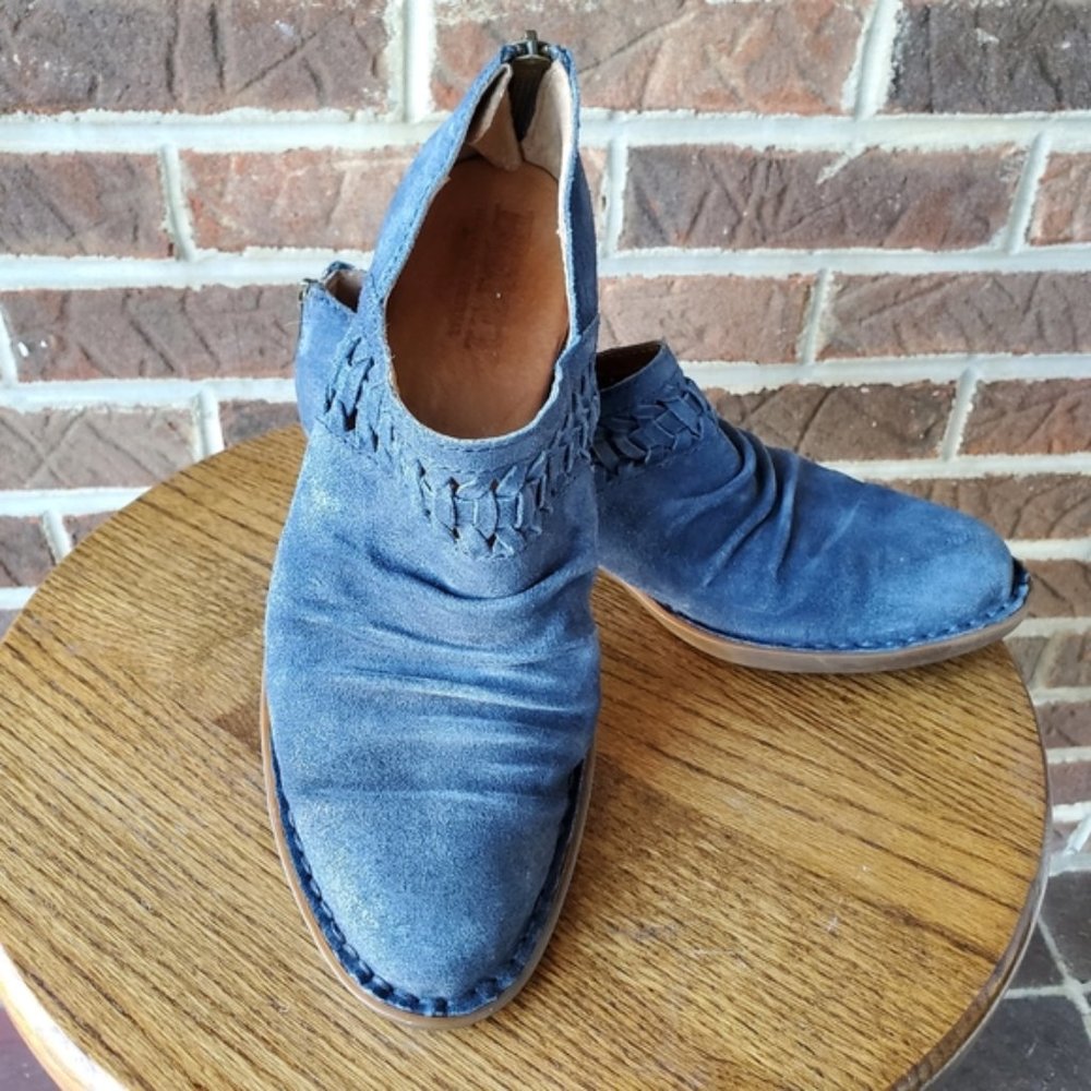 Born Denim Blue Suede Booties Size 7